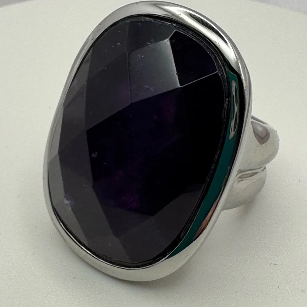 DYRBERG/KERN Dark Purple Statement Ring Size 9